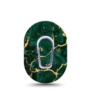 ExpressionMed Green & Gold Marble Dexcom G6 Mini Tape, Single Sticker and Tape, Shiny Marble, CGM Plaster Patch Design