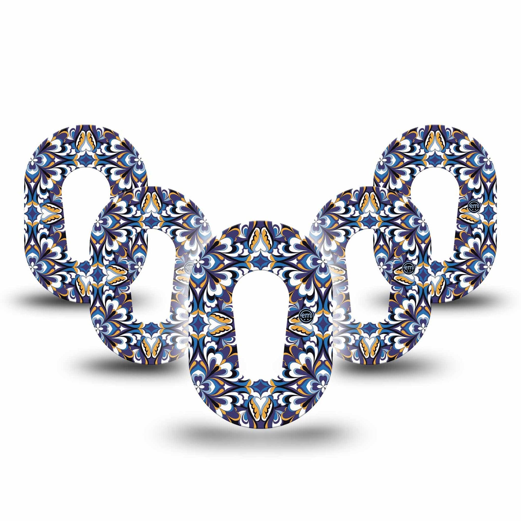 ExpressionMed Moroccan Tile Dexcom G6 Mini Tape, 5-Pack, Amusing Tile Artwork Inspired, CGM Overlay Patch Design