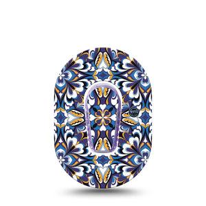 ExpressionMed Moroccan Tile Dexcom G6 Mini Tape, Single Tape and Single Sticker, Artful Tiles Themed, CGM Plaster Patch Design