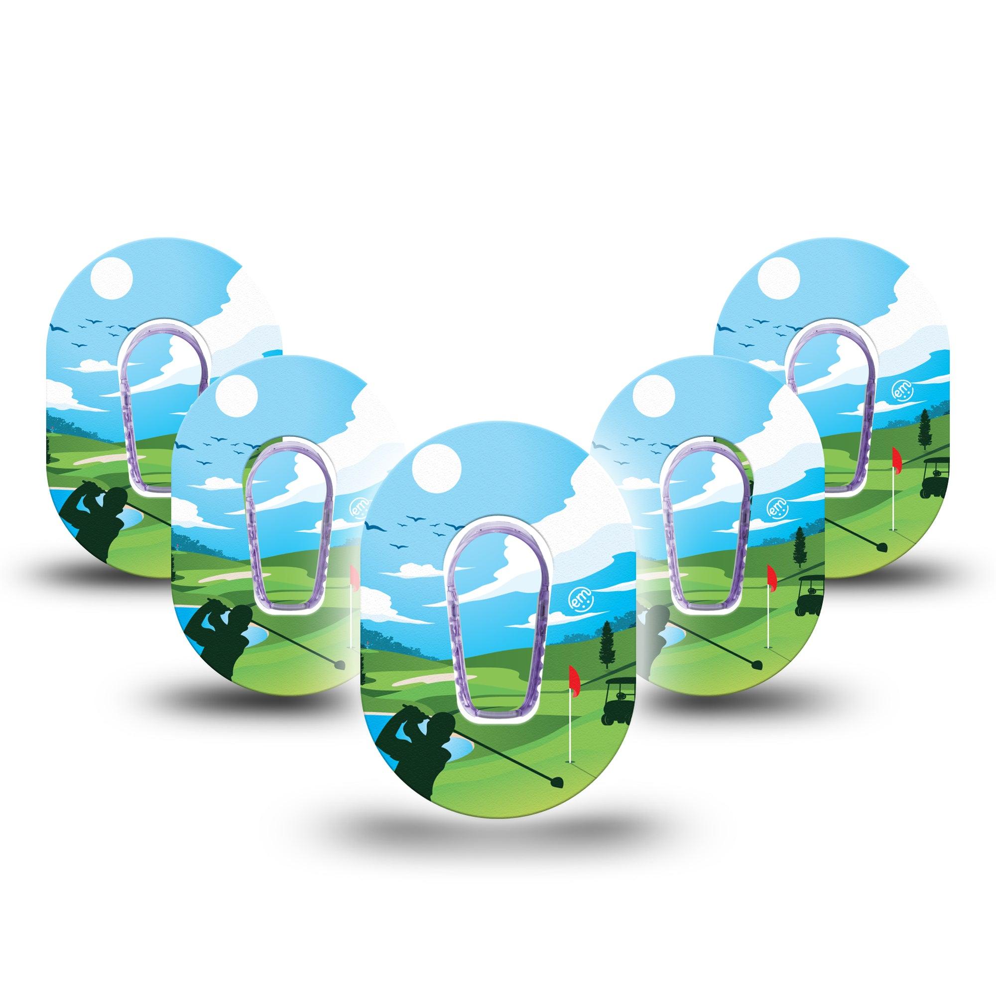 ExpressionMed Golf Dexcom G6 Mini Tape, 5-Pack Tape and 5-Pack Sticker, Golf Swing Inspired, CGM Plaster Patch Design