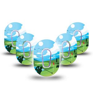 ExpressionMed Golf Dexcom G6 Mini Tape, 5-Pack Tape and 5-Pack Sticker, Golf Swing Inspired, CGM Plaster Patch Design