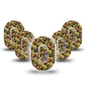 ExpressionMed Coneflowers & Monarchs Dexcom G6 Mini Tape, 5-Pack Tape and 5-Pack Sticker, Insects And Flowers CGM, Adhesive Patch Design