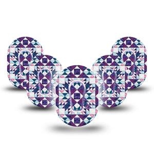 ExpressionMed Quilted Dexcom G6 Mini Tape 5-Pack Triangle Quilt, CGM Plaster Patch Design with center stickers