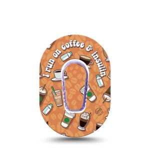 ExpressionMed Coffee and Insulin Dexcom G6 Mini Tape Coffee Beans, CGM Adhesive Sticker Design with center sticker