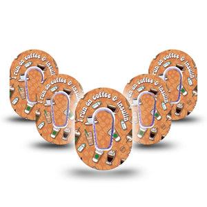 ExpressionMed Coffee and Insulin Dexcom G6 Mini Tape 5-Pack Coffee and Meds, CGM Fixing Ring Design