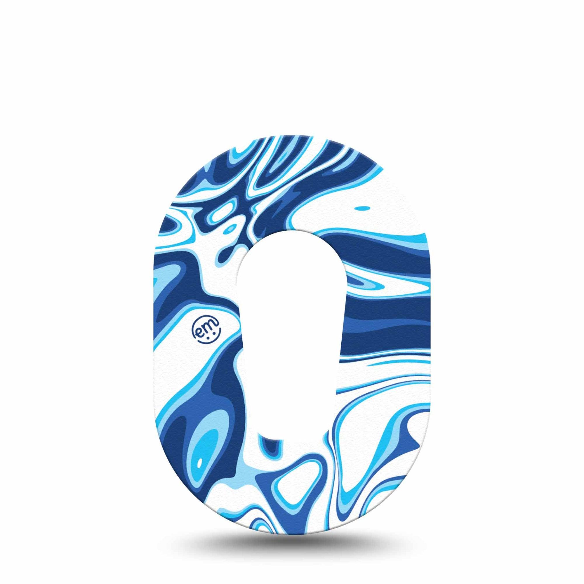 ExpressionMed Blue Marble Dexcom G6 Mini Tape Blue and White Swirls, CGM Overlay Patch Design