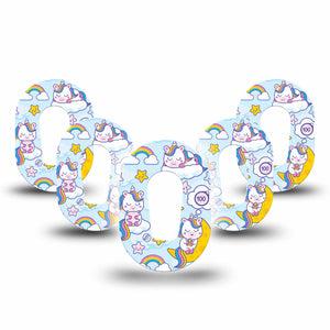 ExpressionMed Sleeping Unicorns Dexcom G6 Mini Tape 5-Pack Cute Animals, CGM Fixing Ring Patch Design