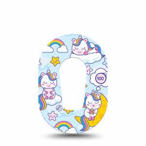 ExpressionMed Sleeping Unicorns Dexcom G6 Mini Tape Sleeping Animals, CGM Adhesive Patch Design