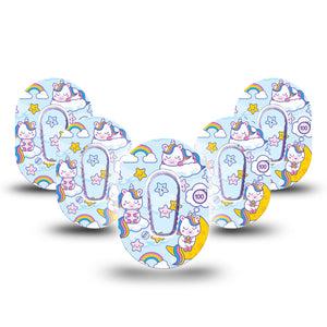 ExpressionMed Sleeping Unicorns Dexcom G6 Mini Tape 5-Pack Stickers and Tapes, Cute Animals, CGM Fixing Ring Patch Design