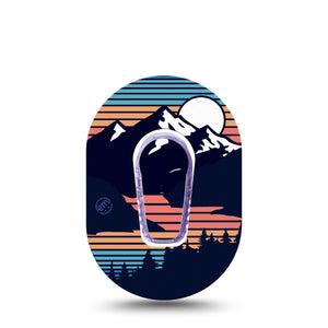 ExpressionMed Retro Mountain Dexcom G6 Mini Tape, Single Sticker and Tape, Retrowave Scenery, CGM Adhesive Patch Design