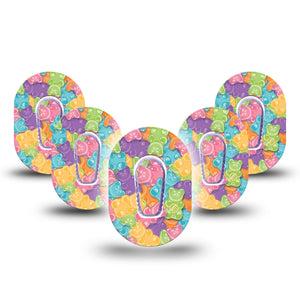 ExpressionMed Gummy Bears Dexcom G6 Mini Tape 5-Pack Stickers and Tapes, Fruit Gum Candies, CGM Plaster Patch Design