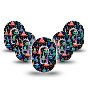 ExpressionMed Bright Trees Dexcom G6 Mini Tape, 5-Pack Tape and 5-Pack Sticker, Vibrant Trees, CGM Overlay Patch Design