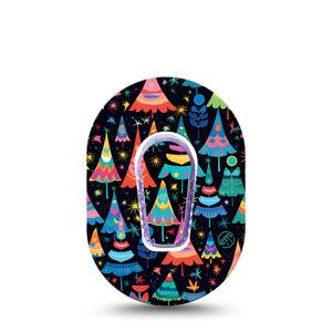 ExpressionMed Bright Trees Dexcom G6 Mini Tape Colorful Trees, Single Tape and Single Sticker, CGM Adhesive Patch Design