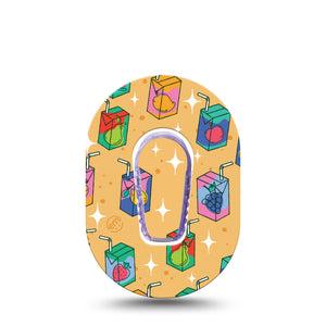 ExpressionMed Juicebox Dexcom G6 Mini, Single Tape and Single Sticker, Beverages Design, Continuous Glucose Monitor Adhesive Patch Design
