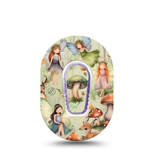 ExpressionMed Woodland Fairies Dexcom G6 Mini Single Tape and Single Sticker, Enchanted Forest Design, CGM Adhesive Patch Design