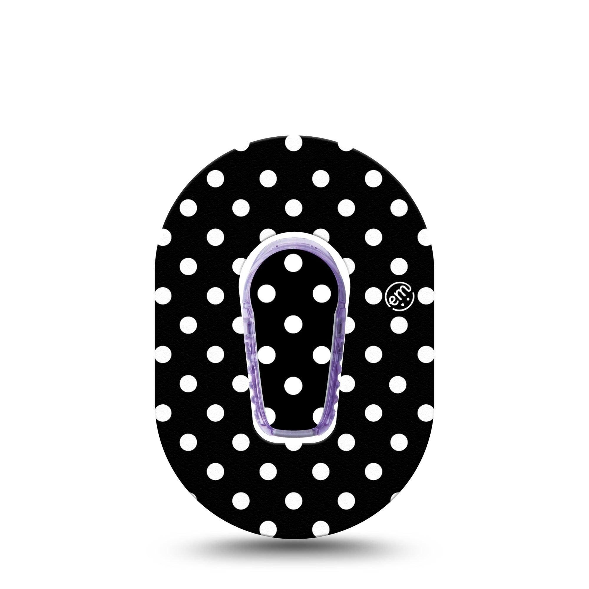 ExpressionMed Black and White Polka Dots Dexcom G6 Mini, Single Tape and Single Sticker, Classic Polka Dot Fashion, CGM Overlay Patch Design
