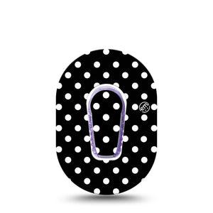 ExpressionMed Black and White Polka Dots Dexcom G6 Mini, Single Tape and Single Sticker, Classic Polka Dot Fashion, CGM Overlay Patch Design