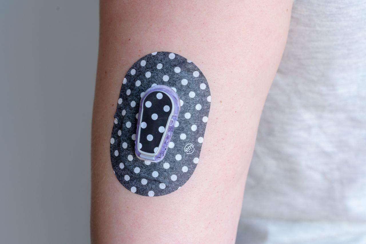 ExpressionMed Opposites Attract Variety Pack Dexcom G6 Mini Tape, Single Tape and Single Sticker, Arm Wearing Polka Dots Themed CGM Adhesive Patch Design