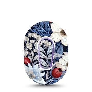 ExpressionMed Winter Floral Dexcom G6 Mini Patch, Single Tape and Single Sticker, White Lillties, CGM Plaster Design