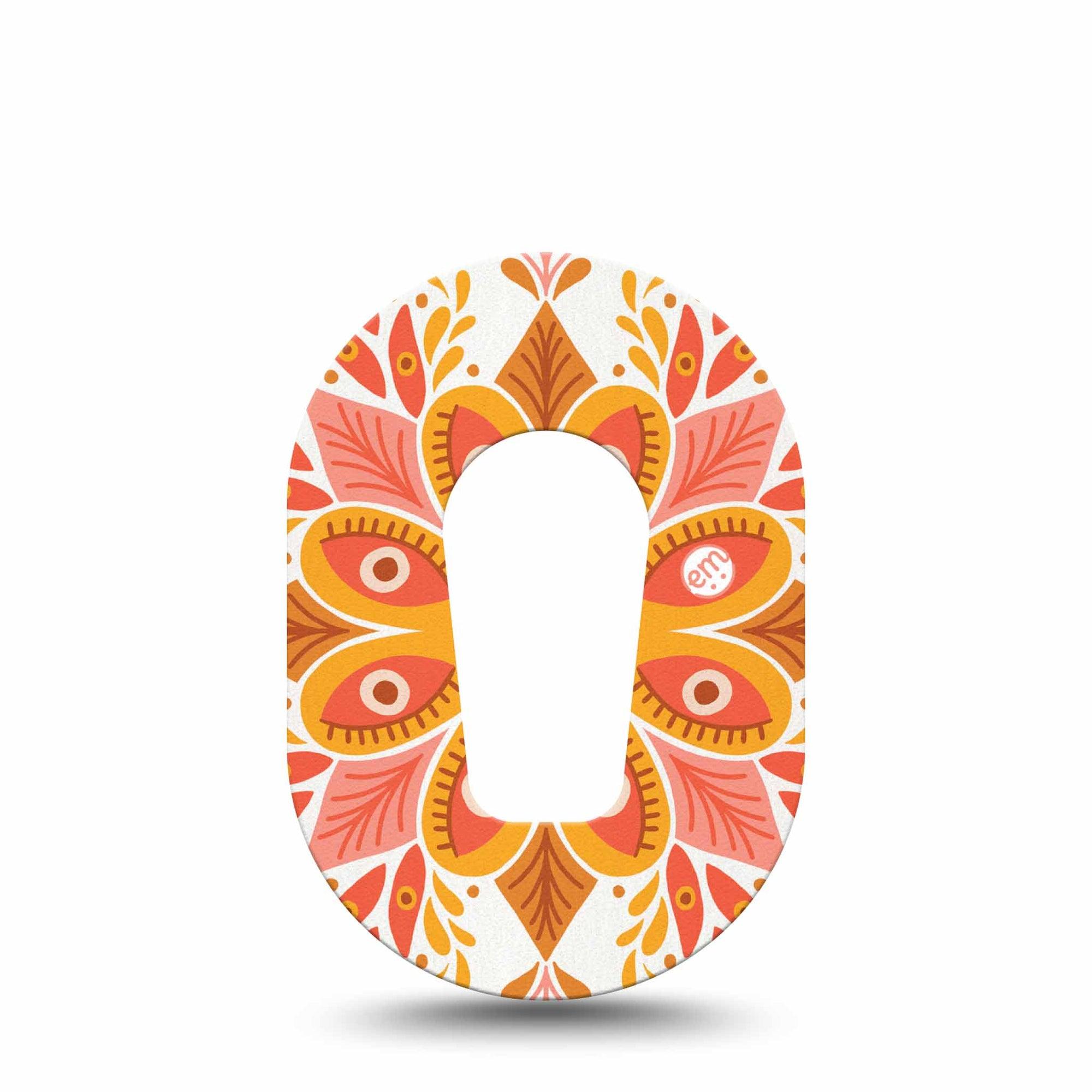 ExpressionMed Psychedelic Mandala Dexcom G6 Mini Single, Orange and Yellow Design, Continuous Glucose Monitor Plaster Patch Design