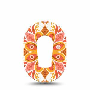 ExpressionMed Psychedelic Mandala Dexcom G6 Mini Single, Orange and Yellow Design, Continuous Glucose Monitor Plaster Patch Design