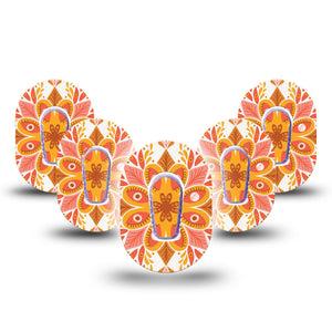 ExpressionMed Psychedelic Mandala Dexcom G6 Mini 5-Pack Tape and 5-Pack Sticker, Digital Illustration Design, Continuous Glucose Monitor Overlay Tape Design