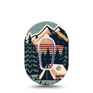 ExpressionMed Retro Camping Dexcom G6 Mini Tape Single Camping Adhesive Tape CGM Design with center sticker