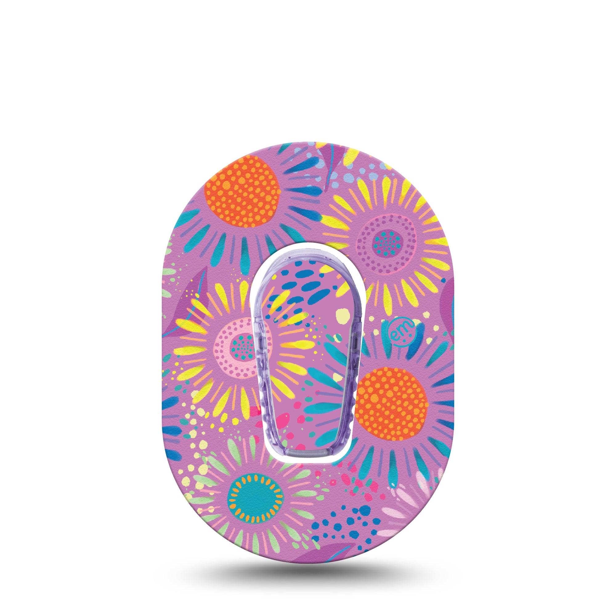 ExpressionMed Giant Daisies Dexcom G6 Mini Single Painted Daisies by Etta Vee Adhesive Tape CGM Design with center sticker