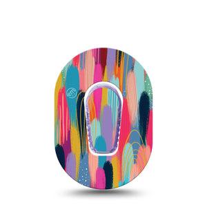 ExpressionMed Brush Strokes Dexcom G6 Mini Single Exclusive Etta Vee Art Adhesive Tape CGM Design with center sticker