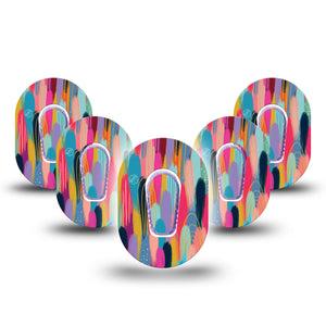 ExpressionMed Brush Strokes Dexcom G6 Mini 5-Pack Unique Etta Vee Creations Adhesive Tape CGM Design with center sticker