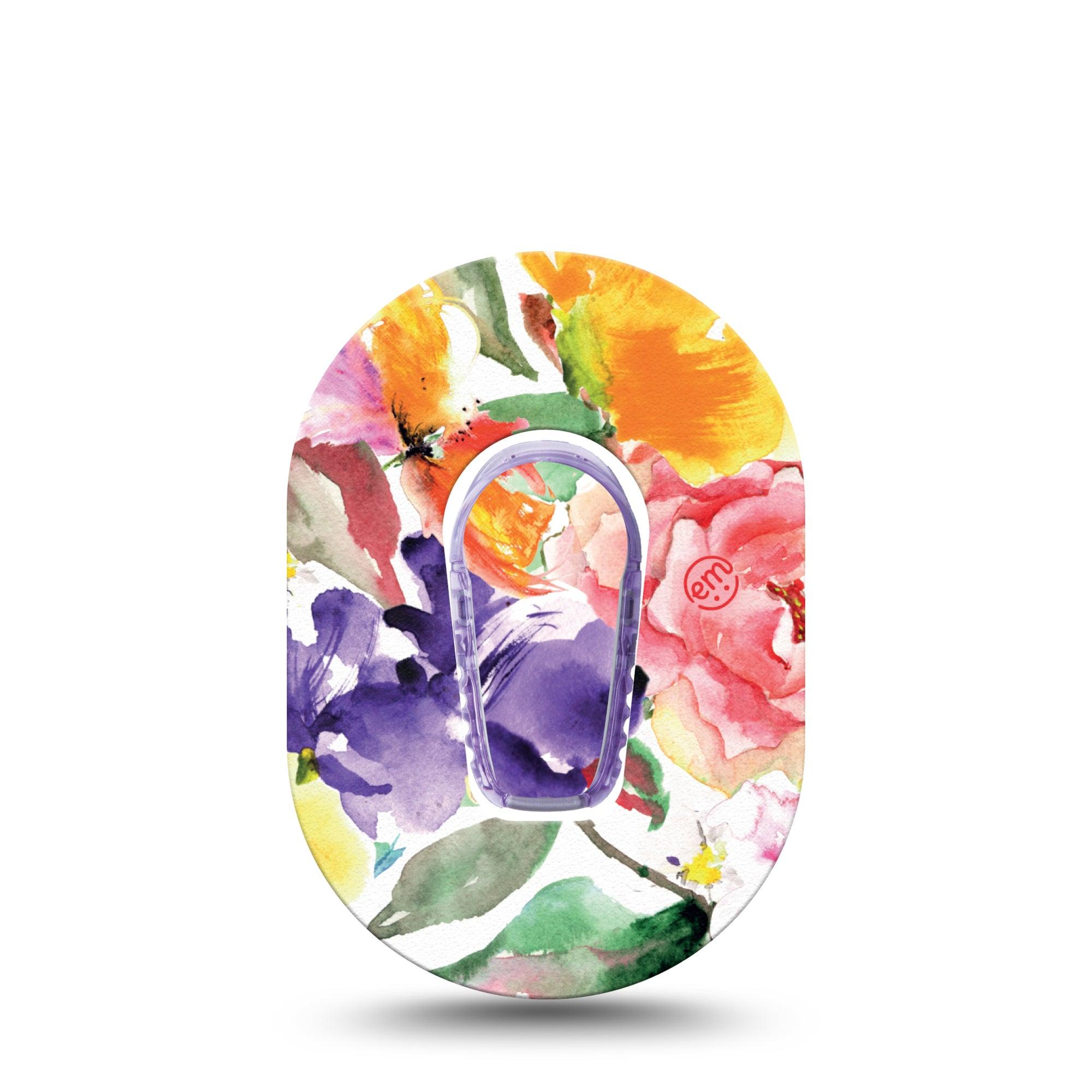 ExpressionMed Floral Art Dexcom G6 Mini Single Flower Design Adhesive Tape CGM Design with center sticker