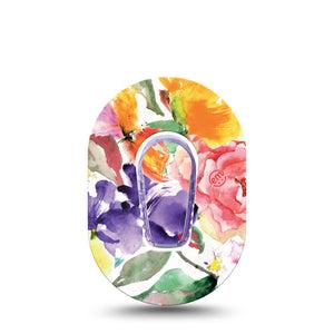 ExpressionMed Floral Art Dexcom G6 Mini Single Flower Design Adhesive Tape CGM Design with center sticker
