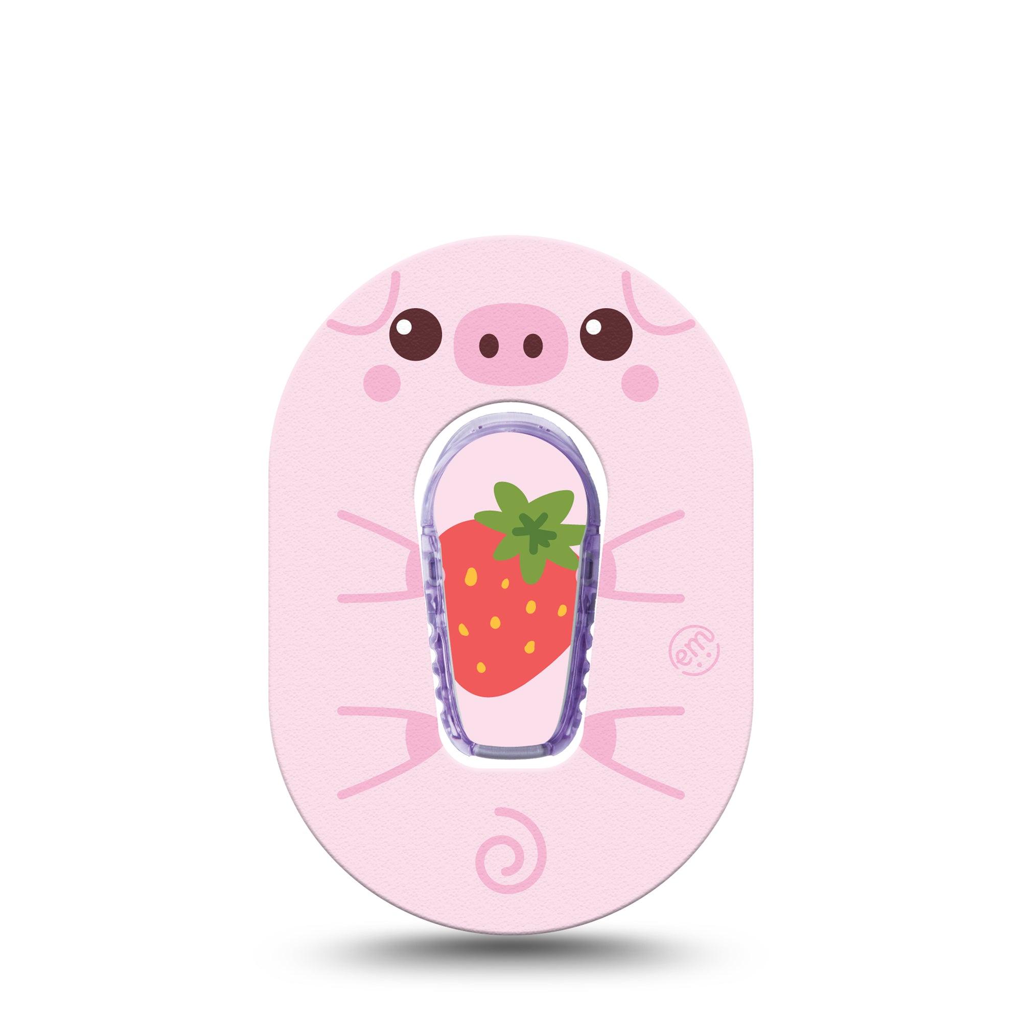 ExpressionMed Strawberry Piglet Dexcom G6 Mini Tape, Single Tape and Single Sticker Piglet Treats Plaster Continuous Glucose Monitor Design
