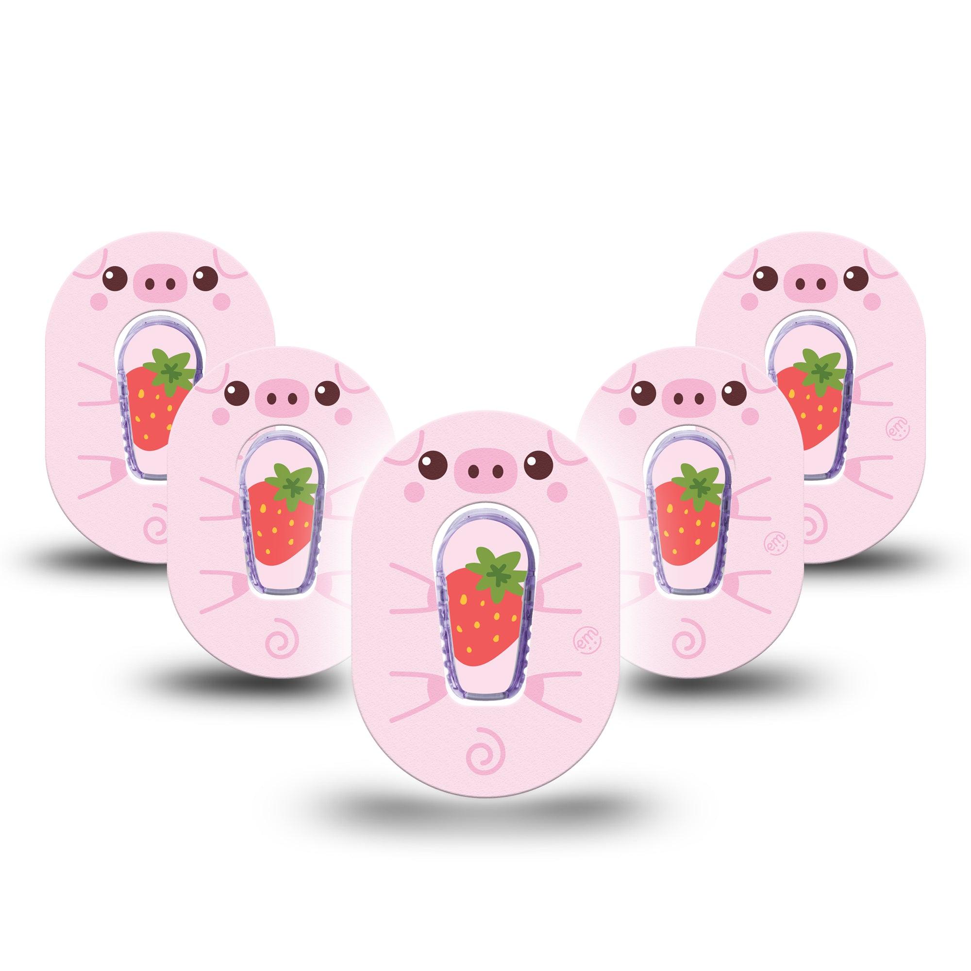 ExpressionMed Strawberry Piglet Dexcom G6 Mini Tape, 5-Pack Tape and 5-Pack Sticker Piglet Treats Plaster Continuous Glucose Monitor Design