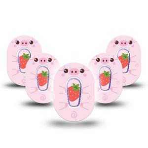 ExpressionMed Strawberry Piglet Dexcom G6 Mini Tape, 5-Pack Tape and 5-Pack Sticker Piglet Treats Plaster Continuous Glucose Monitor Design