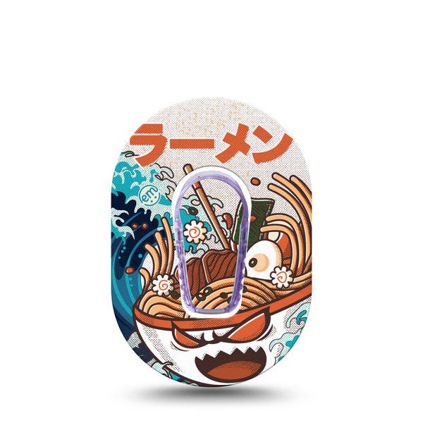 ExpressionMed Angry Ramen Dexcom G6 Mini Single Tape Japanese noodle soup Adhesive Patch CGM Design with center sticker