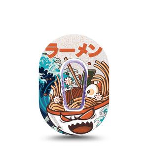 ExpressionMed Angry Ramen Dexcom G6 Mini Single Tape Japanese noodle soup Adhesive Patch CGM Design with center sticker