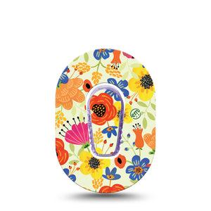 ExpressionMed Botanical Garden Dexcom G6 Mini Tape Single Tape + Single Sticker Yellow Flowers Adhesive Tape CGM Design