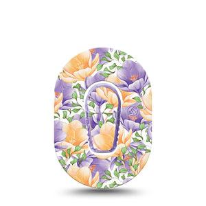 ExpressionMed Crocus Flowers Dexcom G6 Mini Tape Single Tape and Single Sticker Spring Flowers Adhesive Tape CGM Design