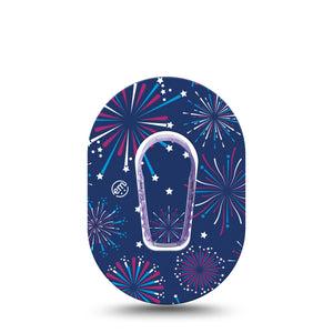 ExpressionMed Night Sky Celebration Dexcom G6 Mini Tape Single Tape and Single Sticker Dazzling Sparks Firework Adhesive Tape CGM Design