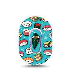 ExpressionMed Silly Sushi Dexcom G6 Mini Tape Single Tape and Single Sticker Sushi Faces Adhesive Tape CGM Design