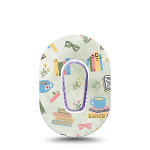 ExpressionMed Cozy Books Dexcom G6 Mini Tape Single Tape and Single Sticker Warm and Inviting Book Theme Adhesive Tape CGM Design