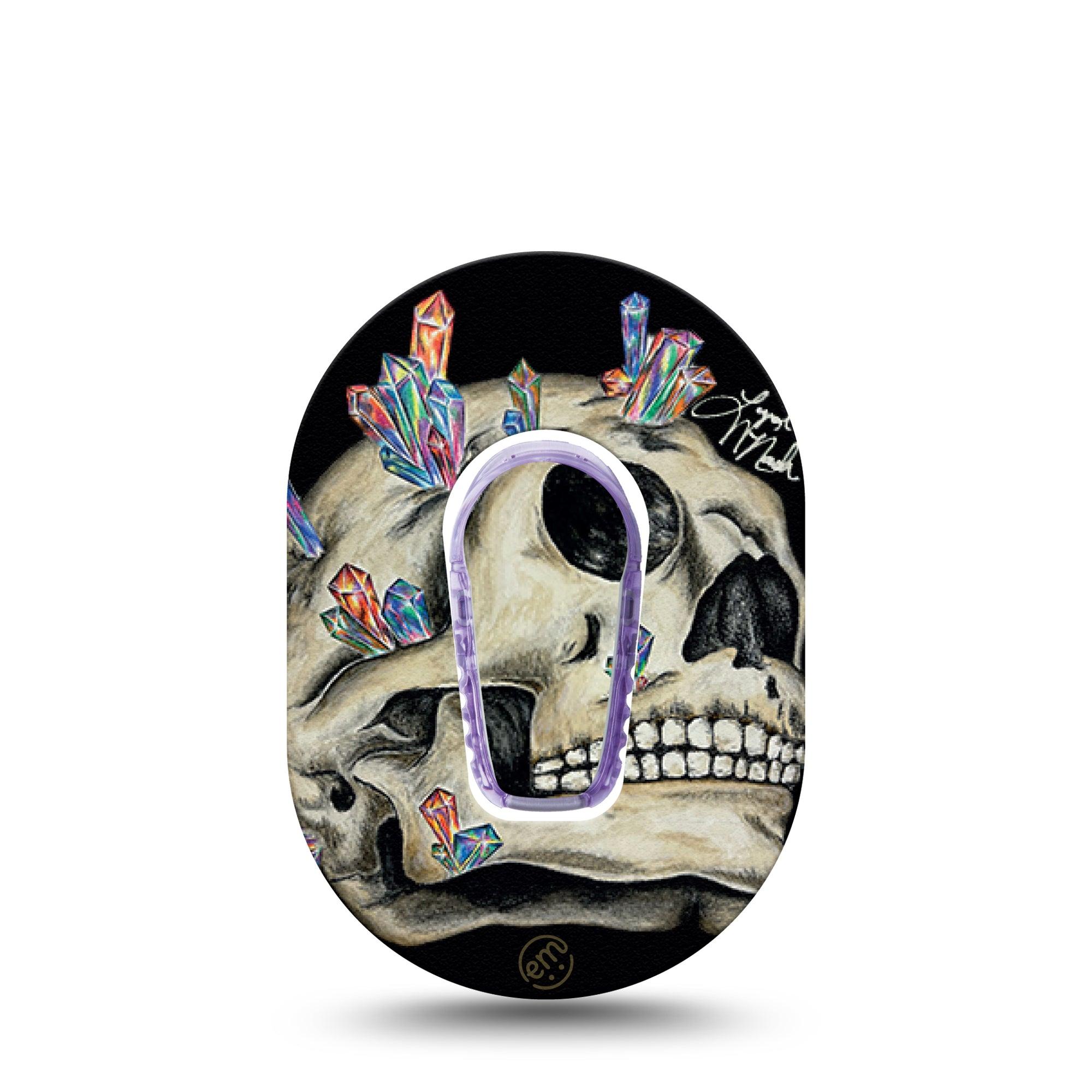 ExpressionMed Crystal Skulls Dexcom G6 Mini Tape Single Tape and Single Sticker Skull Ornament Adhesive Tape CGM Design