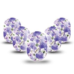 ExpressionMed Italian Blooms Dexcom G6 Mini Tape 5-Pack Tape and 5-Pack Sticker Delicate Lavender Flowers Adhesive Tape CGM Design