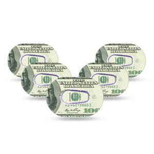 ExpressionMed Feeling $100 Dexcom G6 Mini Tape 5-Pack Tape and 5-Pack Sticker Red White Blue Stars, Adhesive Tape CGM Design