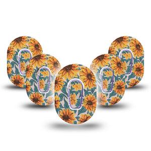 ExpressionMed Sunflower Dexcom G6 Mini Tape 5-Pack Sticker and Tape