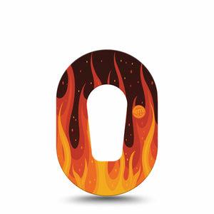 ExpressionMed Roarin' Flame Dexcom G6 Mini Tape, Single Tape, Blazing Hot Themed, CGM Patch Design