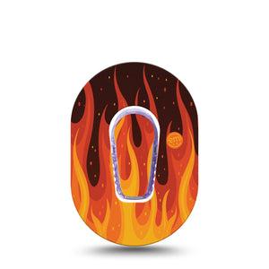 ExpressionMed Roarin' Flame Dexcom G6 Mini Tape, Single Tape and Single Sticker Blazing Hot Themed, Plaster Continuous Glucose Monitor Design