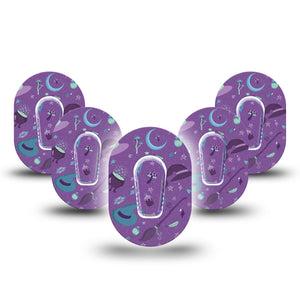 5-Pack Purple Halloween Witchy Dexcom G6 Mini CGM Patches Tapes and Stickers