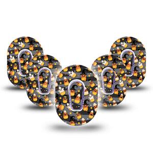 ExpressionMed Candy Corn Dexcom G6 Mini Tape 5-Pack Maize Candies, CGM Overlay Patch Design with center stickers